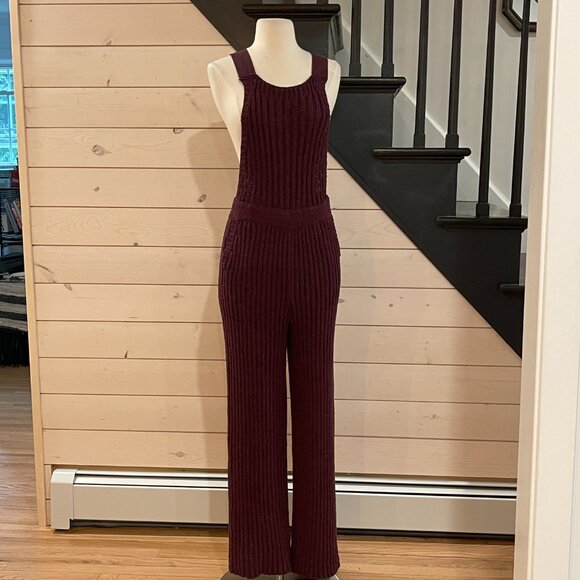 063 Free People Beach Cohen Sweater ribbed overalls NWOT Size Large - Picture 2 of 7